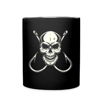 Crâne avec hameçons pour équipage de pêcheurs - Mug uni - noir - Devant