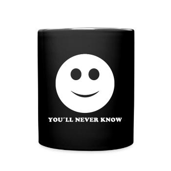SMILE GRUSELY EVIL FUNNY FUNNY HUMOR IRONY (W) - Full Colour Mug - black - Front