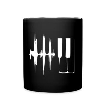 Klavier Piano Herzschlag - Tasse einfarbig - Schwarz - Vorne