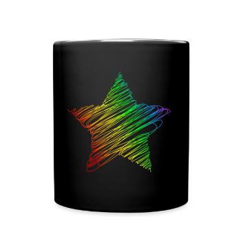 LGBT Regenbogen gay Stern - Tasse einfarbig - Schwarz - Vorne