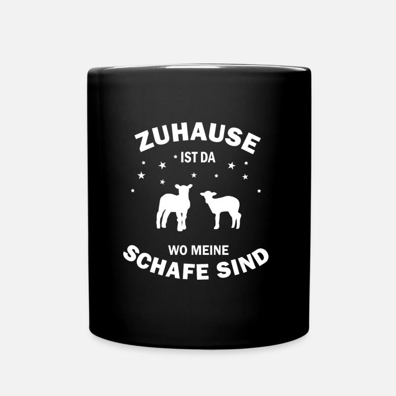Schafe lustig Geschenk - Tasse einfarbig - Schwarz