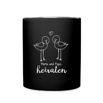 Hochzeit Ankündigung Kinder Eltern - Tasse einfarbig - Schwarz - Vorne