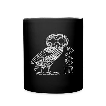 Eule der Athene [White Outline + Ethnicon] - Tasse einfarbig - Schwarz - Vorne