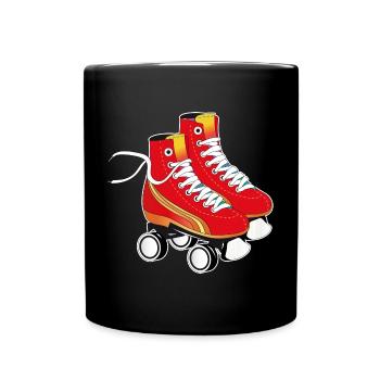 Une paire de patins à roulettes en rouge accrocheur - Mug uni - noir - Devant