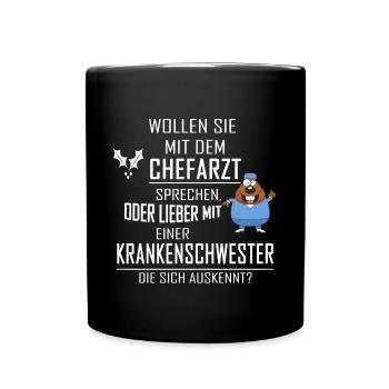 WOLLEN SIE MIT DEM CHEFARZT SPRECHEN - Tasse einfarbig - Schwarz - Vorne