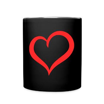 Herz rot geschwungen - Tasse einfarbig - Schwarz - Vorne