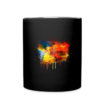 Feuerwehr-Brandbekämpfung in Aktion - Tasse einfarbig - Schwarz - Vorne