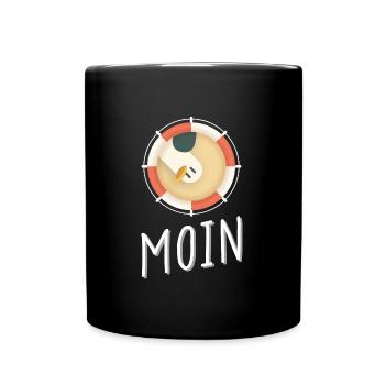 Moin Möwe - Tasse einfarbig - Schwarz - Vorne