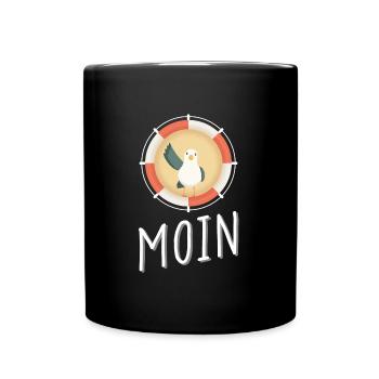 Moin Möwe - Tasse einfarbig - Schwarz - Vorne