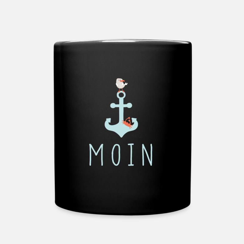 Moin mit Möwe - Tasse einfarbig - Schwarz