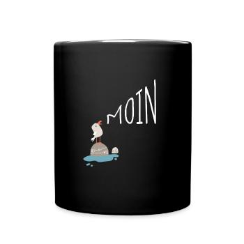 Moin Möwe - Tasse einfarbig - Schwarz - Vorne