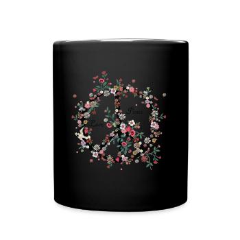 Peace and Love - Tasse einfarbig - Schwarz - Vorne