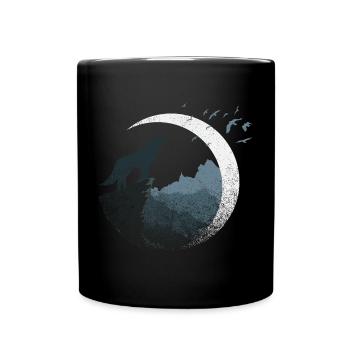 The Wolf in the Full Moon - Full Colour Mug - black - Front