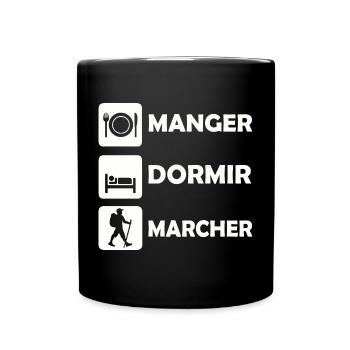 Tshirt de Randonnée Manger Dormir Marcher - Mug uni - noir - Devant