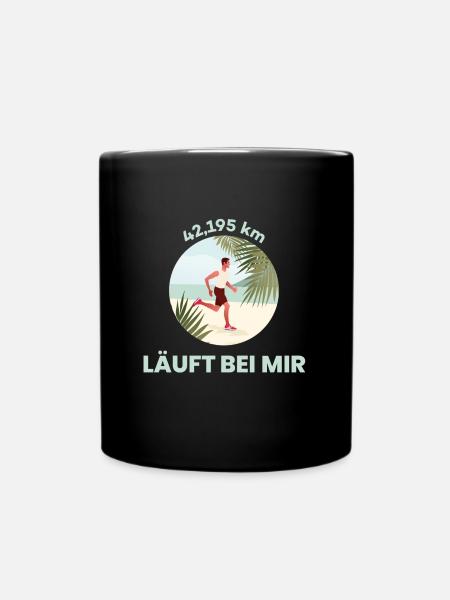 Marathon 42,195 km | Läuft bei mir - Tasse einfarbig - Schwarz