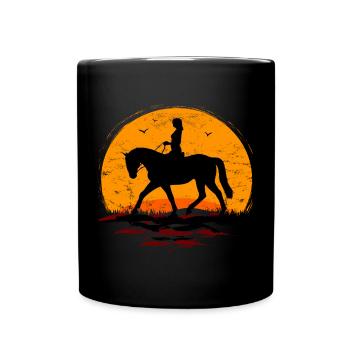 Reiten - Reiterin - Reitschule - Pferd - Sonne - Tasse einfarbig - Schwarz - Vorne