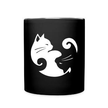 Yin Yang Cat Balance - Full Colour Mug - black - Front