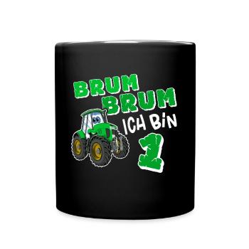 Brum Brum Ich Bin 1 Traktor - Tasse einfarbig - Schwarz - Vorne