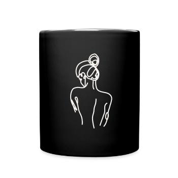 Lineart - woman back white - Mug uni - noir - Devant