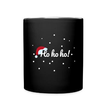 Hohoho ! Salutations du Père Noël avec des flocons de neige - Mug uni - noir - Devant