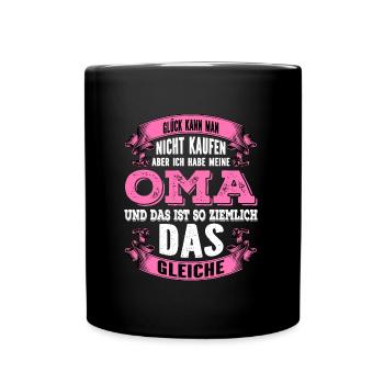 Oma Glück - Tasse einfarbig - Schwarz - Vorne