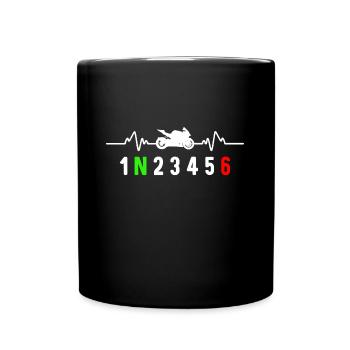 Motorcycle gear shift biker motard heartbeat - Full Colour Mug - black - Front