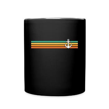 Segeln Sie Ankerpuls Retro Design Segel Yacht - Tasse einfarbig - Schwarz - Vorne