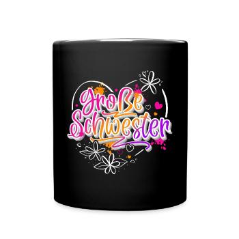 Große Schwester - Tasse einfarbig - Schwarz - Vorne