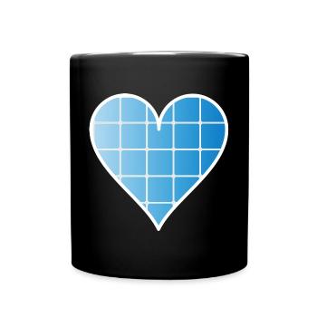 Solarzelle als Herz für positive Energie - Tasse einfarbig - Schwarz - Vorne