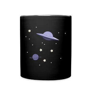 UFO im All - Tasse einfarbig - Schwarz - Vorne