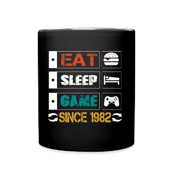 Eat, Sleep, Game, Repeat, Controller, since 1982 - Tasse einfarbig - Schwarz - Vorne