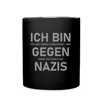 Gegen Nazis - Tasse einfarbig - Schwarz - Vorne
