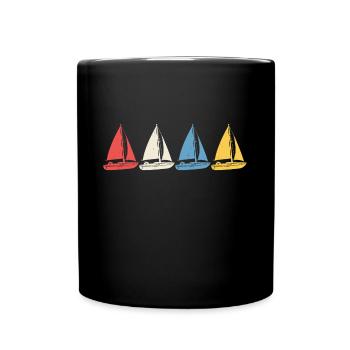 retro sailing captain sail t-shirt sailboat - Tasse einfarbig - Schwarz - Vorne