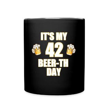 42. Geburtstag Geschenk - Tasse einfarbig - Schwarz - Vorne