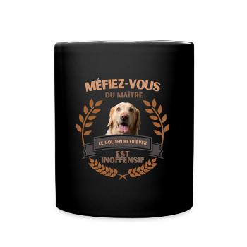 Méfiez vous - Golden retriever - idée cadeau - Mug uni - noir - Devant