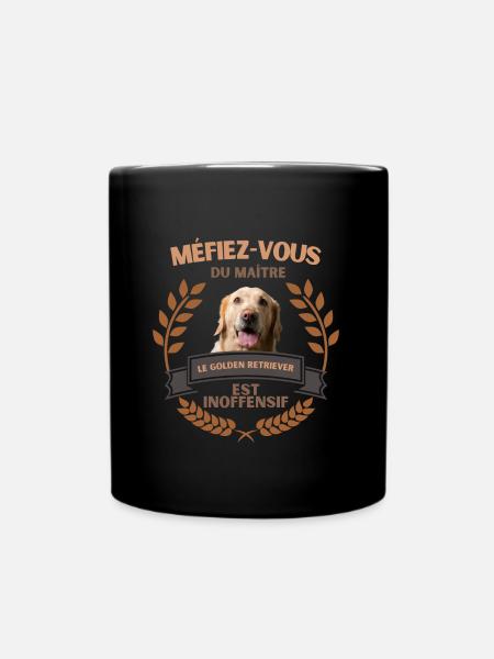 Méfiez vous - Golden retriever - idée cadeau - Mug uni - noir