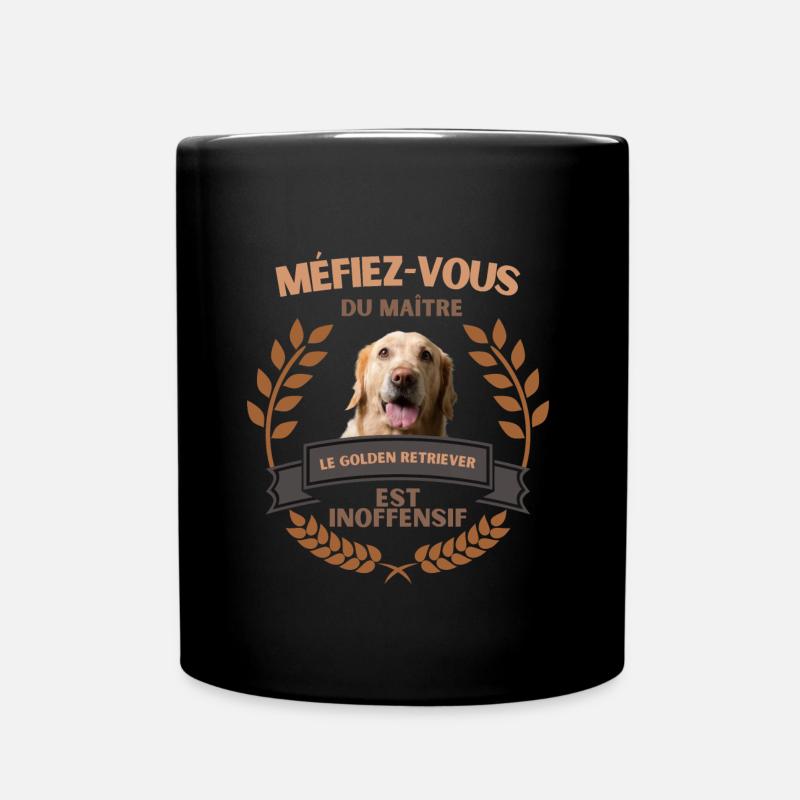 Méfiez vous - Golden retriever - idée cadeau - Mug uni - noir
