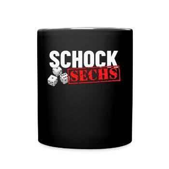 Schocken Knobeln Schock Sechs - Tasse einfarbig - Schwarz - Vorne