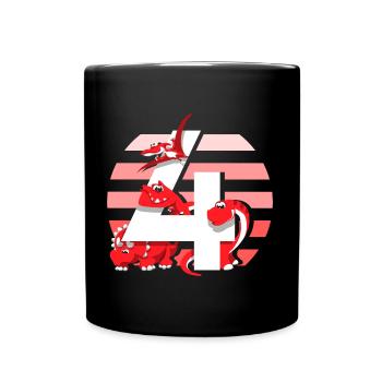4 years old Dino - Full Colour Mug - black - Front
