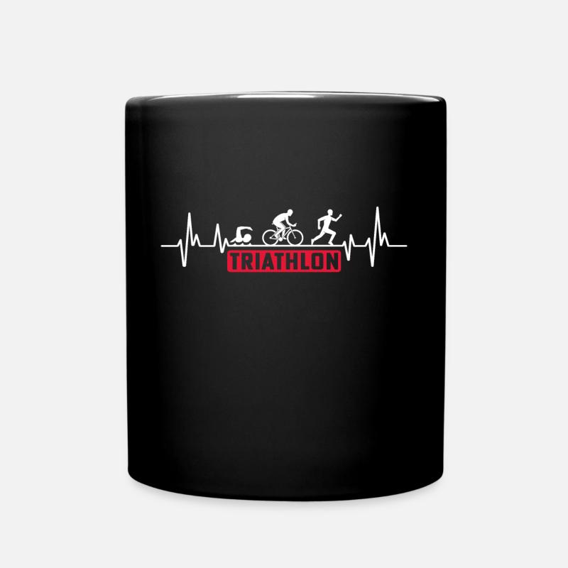 Triathlete Herzschlag Triathlon Heartbeat - Tasse einfarbig - Schwarz