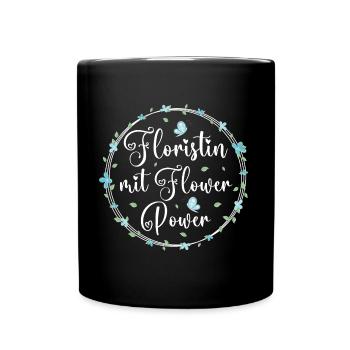 Floristin mit Flower Power - Tasse einfarbig - Schwarz - Vorne
