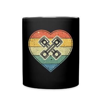Cœur vintage avec pistons de moteur croisés - Mug uni - noir - Devant