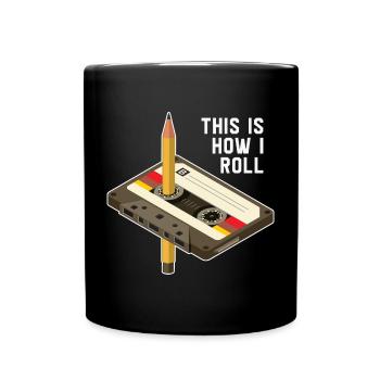 Mixtape Musik Tape Kassette 80er 90er Retro Stift - Tasse einfarbig - Schwarz - Vorne