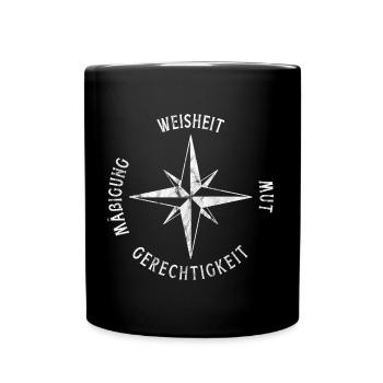 Stoizismus Mut Mäßigung Gerechtigkeit Weisheit - Tasse einfarbig - Schwarz - Vorne