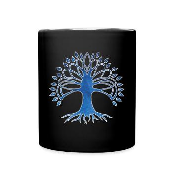 Lebensbaum und Sternenhimmel - Tasse einfarbig - Schwarz - Vorne