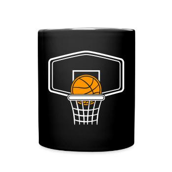 Basketball mit Korb zum selber gestalten - Tasse einfarbig - Schwarz - Vorne
