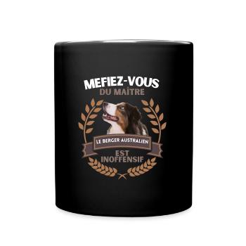 Méfiez vous du maître - Berger Australien - Mug uni - noir - Devant