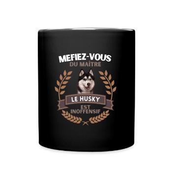 Méfiez vous du maître - Husky - Mug uni - noir - Devant