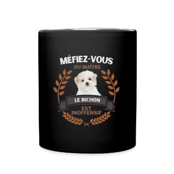 Bichon maltais - Méfiez-vous du maître - Mug uni - noir - Devant