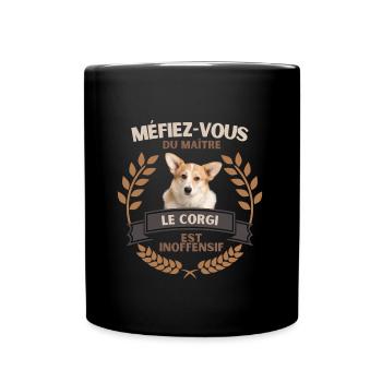 Corgi - Méfiez-vous du maître - Mug uni - noir - Devant